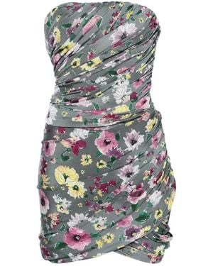 The Attico Floral-Print Mini Dress - Grey