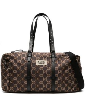 Gucci Maxi Gg-Jacquard Ripstop Duffle Bag - Black