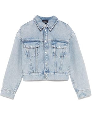 Wardrobe NYC Cropped Denim Jacket - Blue