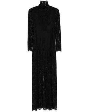 Rabanne Floral Lace-Appliqué Maxi Dress - Black