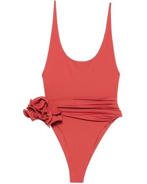 Magda Butrym Floral-Appliqué Swimsuit - Red