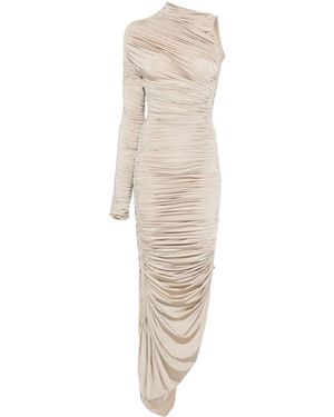 Mugler Asymmetrical Pierced Ruched Dress - Natural