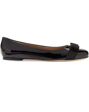 Ferragamo Varina Patent Ballet Flats - Black