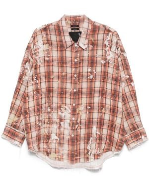 R13 Shredded-Seam Drop-Neck Shirt - Pink