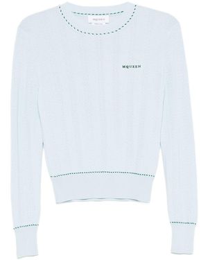 McQueen Logo-Embroidered Jumper - Blue