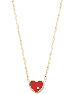 Yvonne Léon 18K Agate Heart Pendant Necklace - White