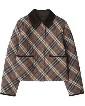 Burberry Checked Quilted Jacket - Brown