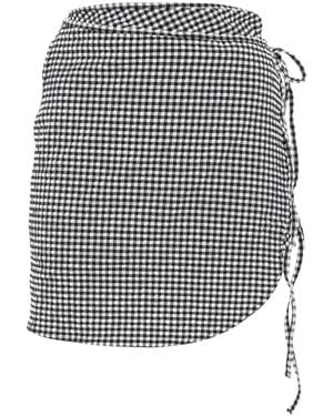 Hunza G Checked Sarong Mini Skirt - Grey