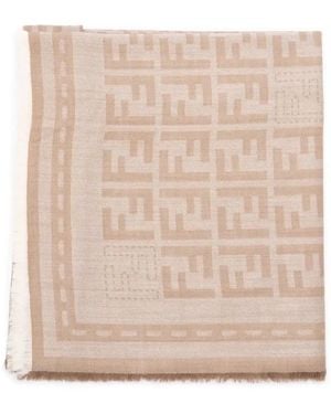 Fendi Monogram-Pattern Scarf - Natural