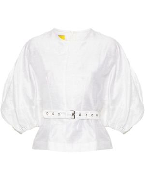 Marques'Almeida Detachable-Belt Silk Top - White