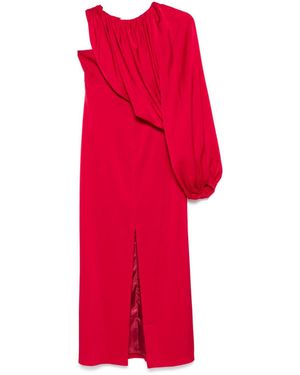 Racil Detachable Pleated Satin Strapless Dress - Red