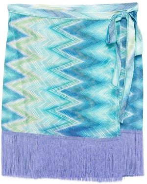 Missoni Fringed Wrap Mini Skirt - Blue