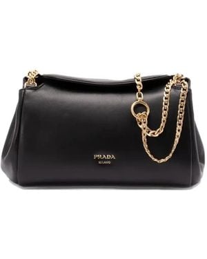Prada Small Tumulte Chain-Strap Leather Shoulder Bag - Black