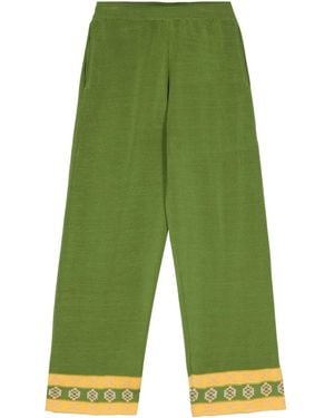 Bode Wellfleet Knitted Straight-Leg Trousers - Green