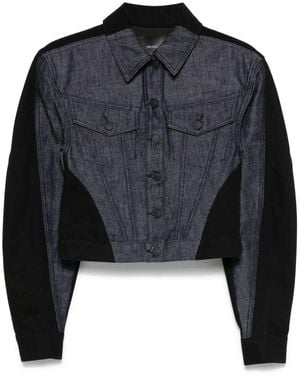 Mugler Colour-Block Denim Jacket - Black