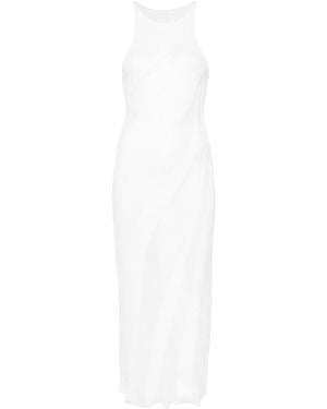 Isa Boulder Fuzzy Knitted Midi Dress - White