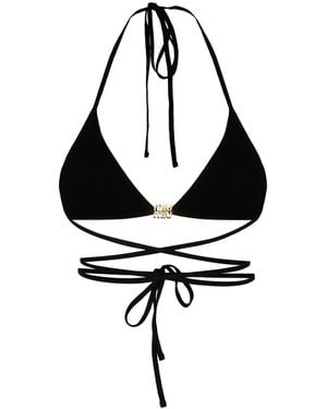 Miu Miu Logo-Appliqué Triangle Bra - Black