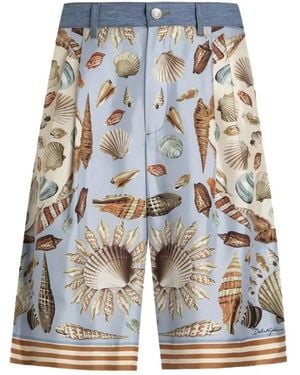 Dolce & Gabbana Cotton-Silk Bermuda Shorts - Blue
