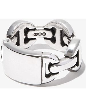 Hoorsenbuhs Sterling Brute Classic Tri-Link Monogram Ring - White