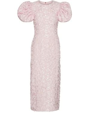 ROTATE BIRGER CHRISTENSEN Puff-Sleeve Jacquard Maxi Dress - Pink