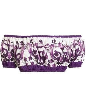 Dolce & Gabbana Majolica-Print Crop Top - Purple