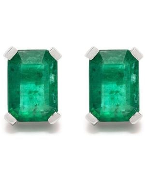 SHAY 18K Emerald Diamond Halo Stud Earrings - Green