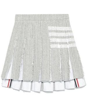 Thom Browne 4-Bar Tweed Mini Skirt - White