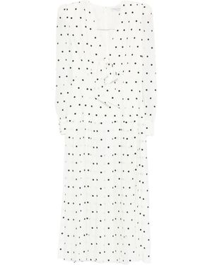 Alessandra Rich Polka-Dot Midi Dress - White
