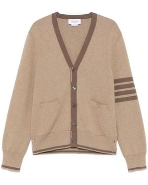 Thom Browne 4-Bar Stripe Cotton Cardigan - Natural