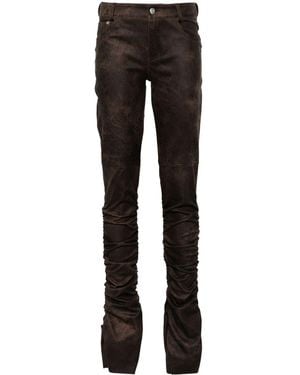 MISBHV Cracked-Effect Ruched Trousers - Black