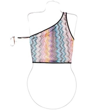 Missoni One-Shoulder Chevron Crop Top - White