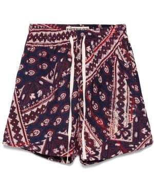 Kartik Research Patchwork-Design Shorts - Red