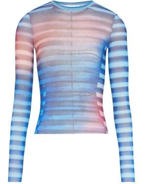 Jean Paul Gaultier “Air” Print Mesh Top - Blue