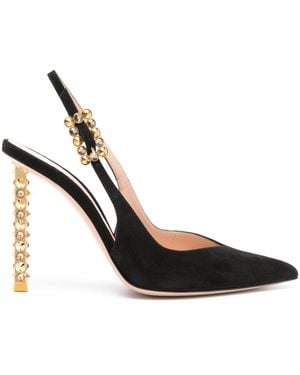 Gianvito Rossi 110 Studded-Heel Slingback Court Shoes - Black
