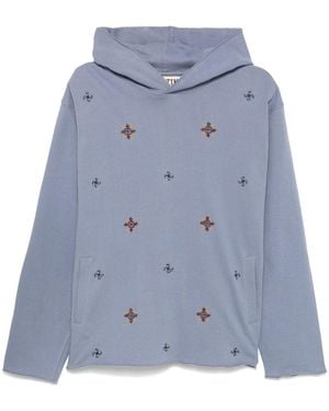 Kartik Research Geometric-Embroidered Hoodie - Blue