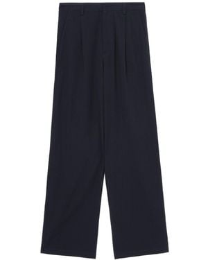 AURALEE Pleated Straight-Leg Trousers - Blue