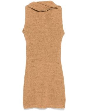 AYA MUSE Hooded Knitted Mini Dress - Brown