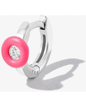 Eera 18K Diamond Enamel Hoop Earring - Pink