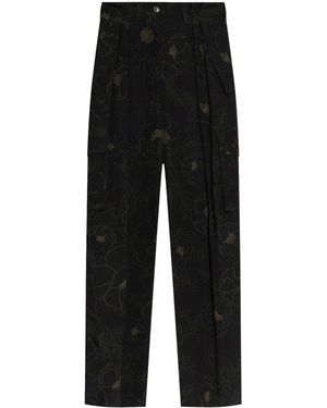 Dries Van Noten Floral-Print Cargo Trousers - Black