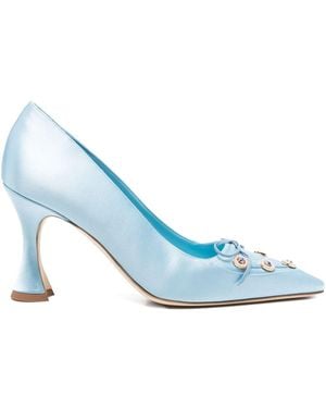Manolo Blahnik 90Mm Polypehami Satin Pumps - Blue