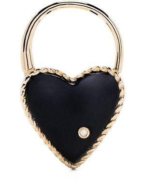 Yvonne Léon 9k Yellow Creole Cadenas Coeur Onyx Single Drop Earring - Men's - Onyx/grey Diamond/9kt - Blue