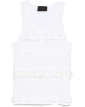 Simone Rocha Cotton Ruched-Stripe Vest - White