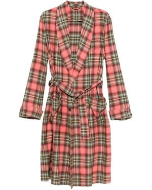 Prada Checked Trench Coat - Red