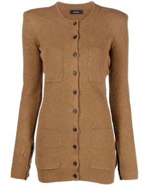 Wardrobe NYC Crew-neck Knitted Cardigan - Women's - Spandex/elastane/polyamide/cotton - Brown