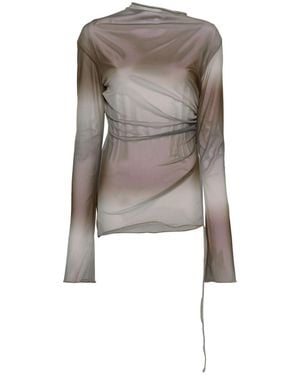 Jade Cropper Draped Long-Sleeve Top - Grey