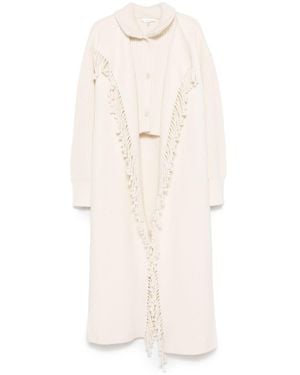 FRAME Ribbed-Detail Fringe Coat - White