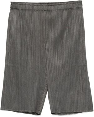 Pleats Please Issey Miyake Elasticated-Waist Pleated Shorts - Grey