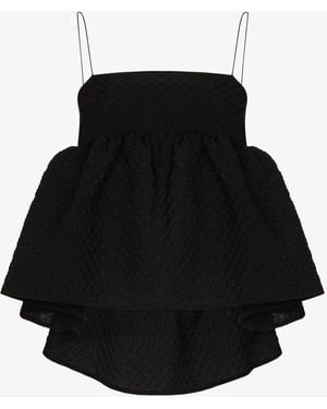 Cecilie Bahnsen Selena Peplum Top - Women's - Cotton/polyamide/polyester - Black