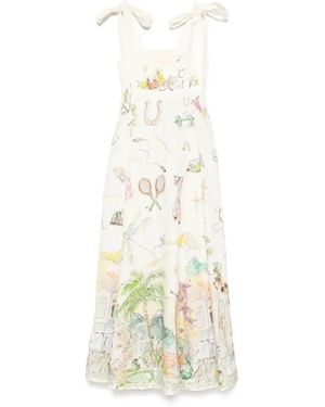 ALÉMAIS Graphic-Print Midi Dress - White