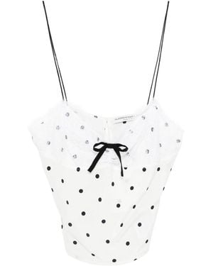 Alessandra Rich Polka-Dot Print Tank Top - White